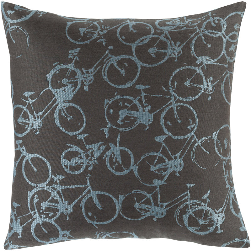  Coussin vélo, Housse de coussin seulement - sans insert, Bleu ciel / noir, 18 po x 18 po