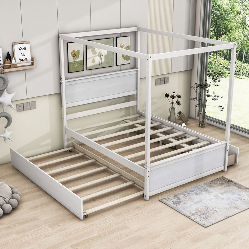 Lit plateforme avec rangement Juvia, Blanc