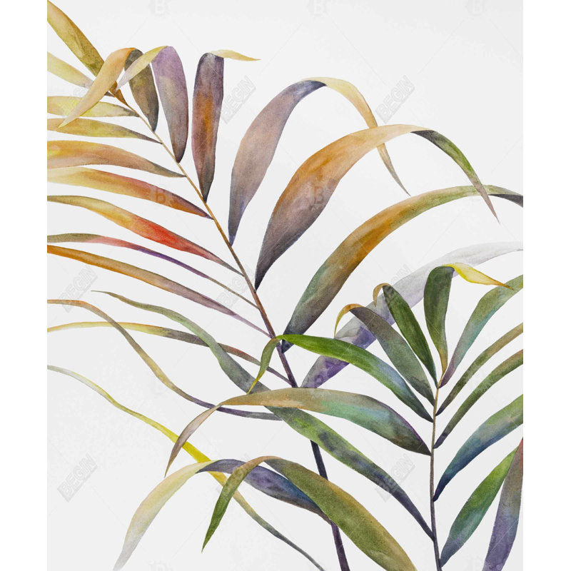 Watercolor Tropical Palm Leaves - Toile encadrée, décoration intérieure