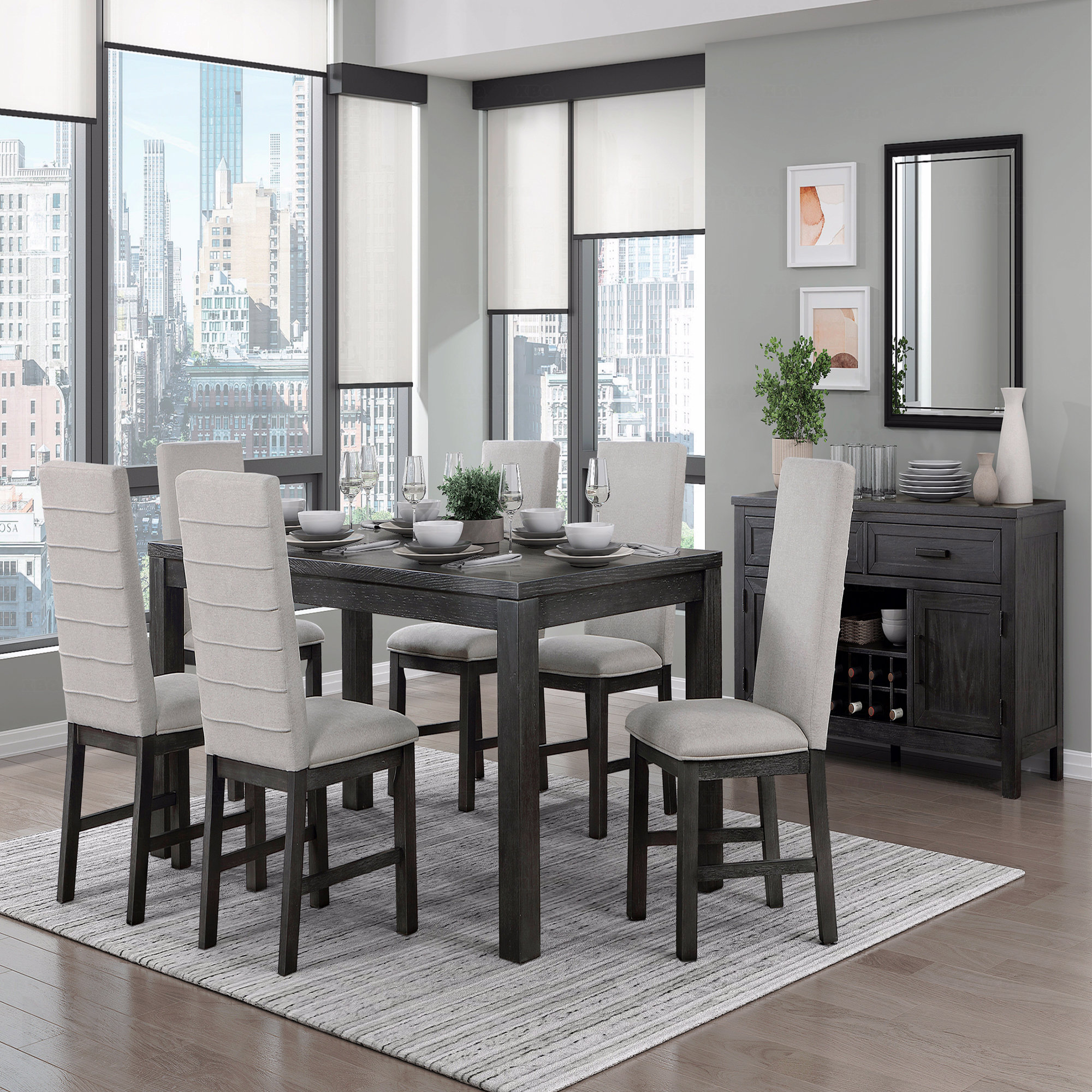 Transitional Dining Table Set George Oliver Transitional Dining Table Wooden Framing | Wayfair