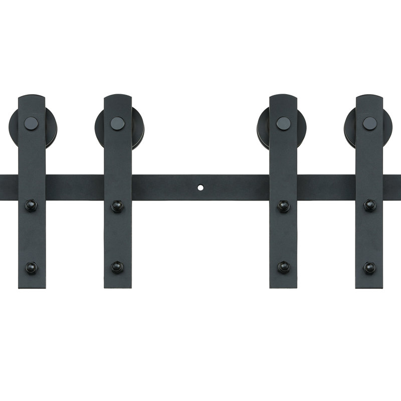 8FT Black Carbon Steel Sliding Barn Door Hardware Kit