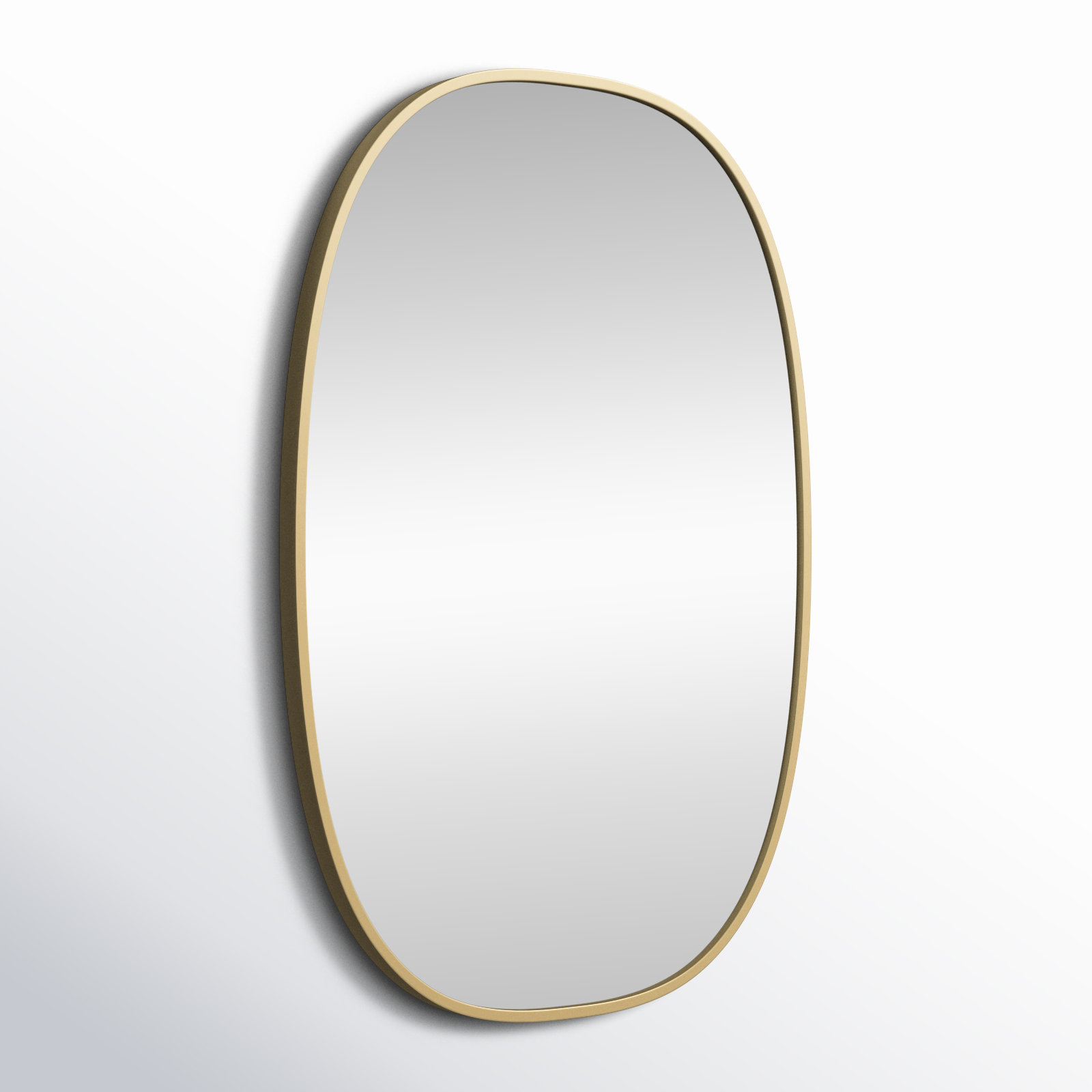 Sabine Metal Curved Oval Wall Mirror, 30" x 20", Brass