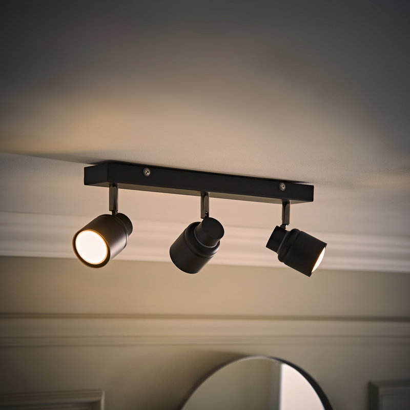 Benton IP44 Rated Bathroom 3 Way Bar Ceiling Light & Warm LED Bulbs, Antique Brass, 3000 (K)