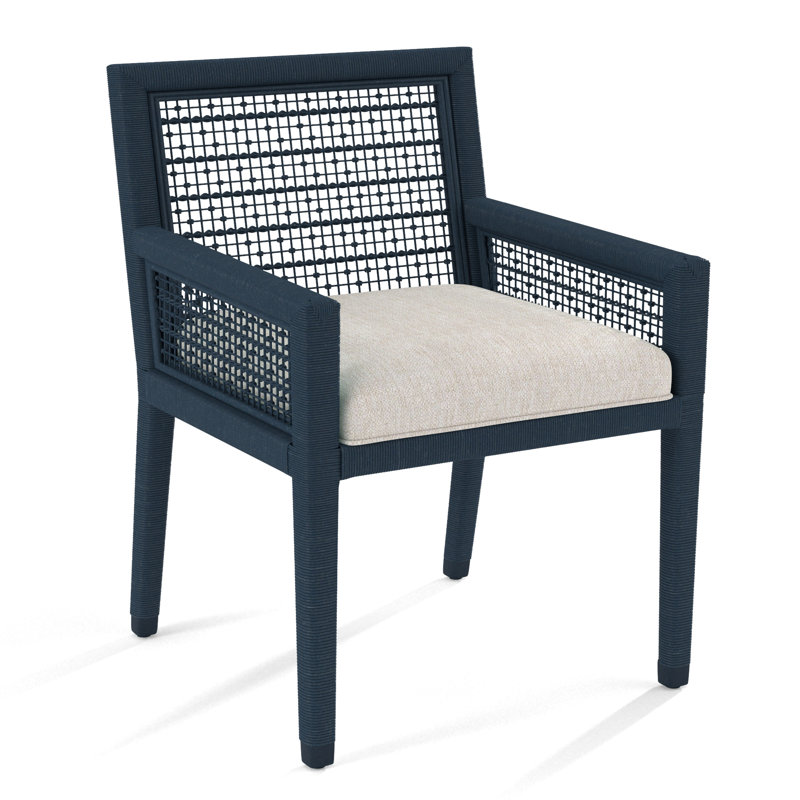 Glinda Arm Chair, Navy, White Sugar Performance; 0863-91