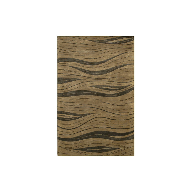 Aadi Abstract Hand-Knotted Brown/Tan Area Rug, Rectangle 7'9" x 10'6", Brown, Green