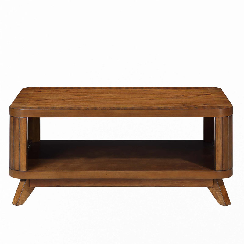 Table basse rectangulaire en bois pour le salon, table basse de 41,5 pouces avec pieds en bois massif, Noyer