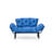 Modern 2-Seat Sofa Bed, Adjustable Arms, Solid Blue Polyester Fabric, 61.0 x 33.5 x 27.6 inches | 100% Metal Frame, Max Weight Capacity: 440 lbs | Comfortable 24 DNS Foam Seating, Ideal for Living Rooms & Guest Rooms-2084176279
