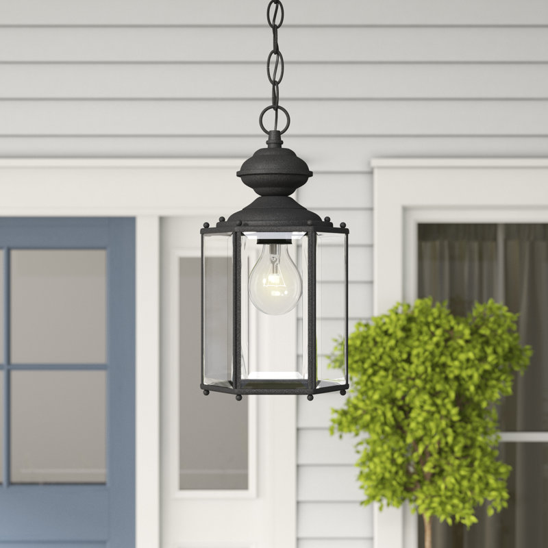 Classico One Light Outdoor Semi-Flush Convertible Pendant from Generation Lighting , Black