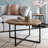 Abrams 31 Inch Round Wood Top Metal Base Coffee Table