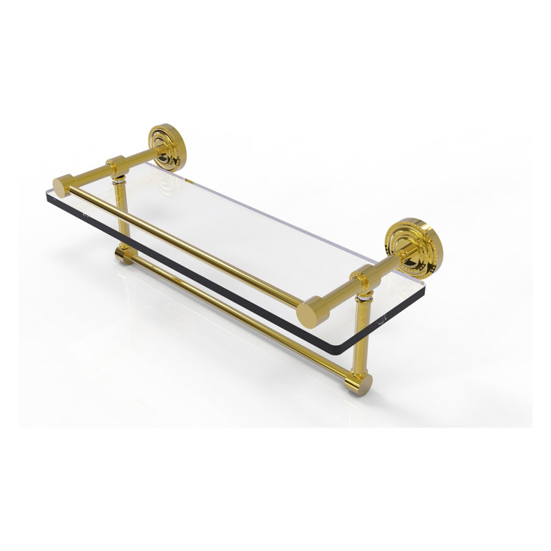 Marchmont Bracket Shelf with Towel Bar, Polished Brass