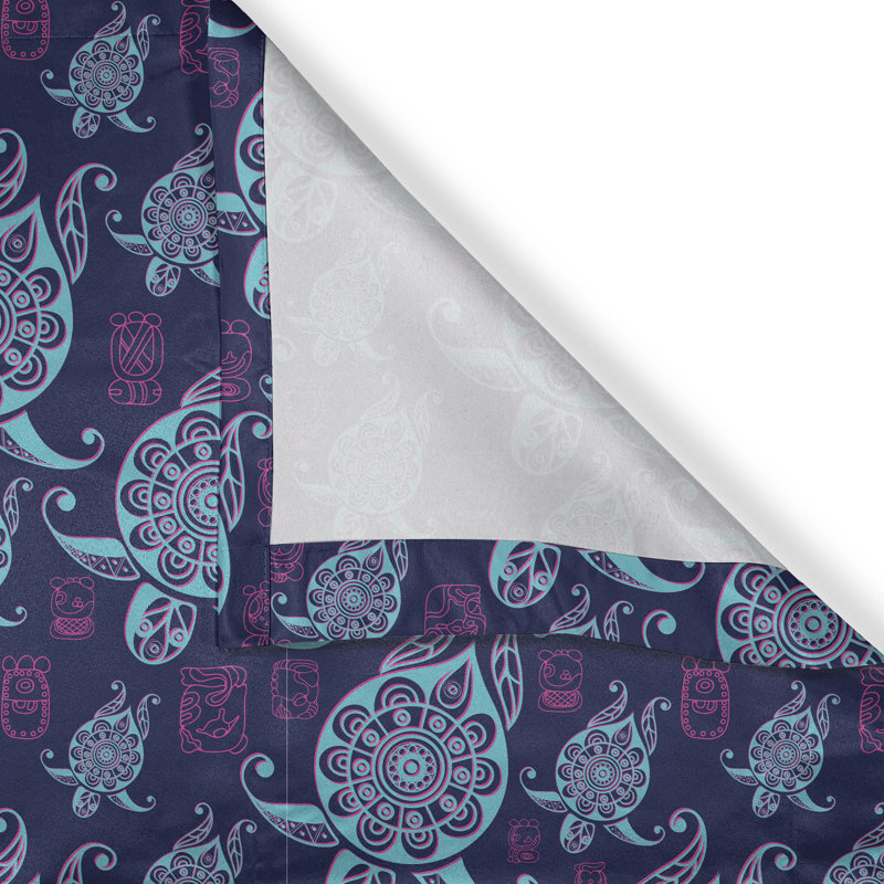 Rustic Curtain, Nautical Animals Maya, Purple Magenta and Aqua