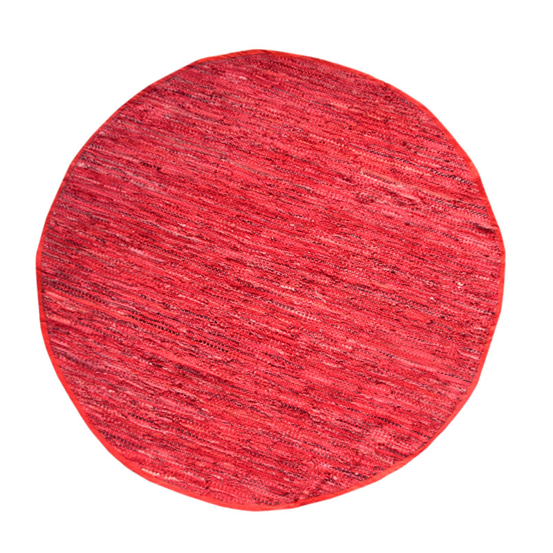 Rodeo Collection 95% Leather / 5% Cotton Reversible Area Rug, Round 4'9"