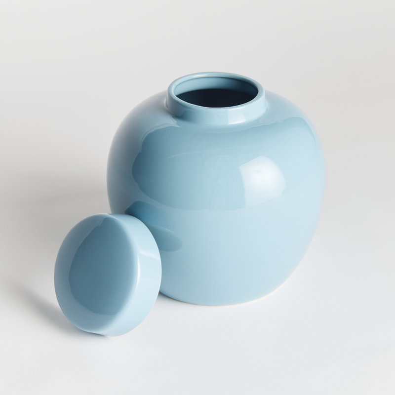 Francina Handmade Ceramic Ginger Jar, 9.5" H x 9" W x 9" D, Blue