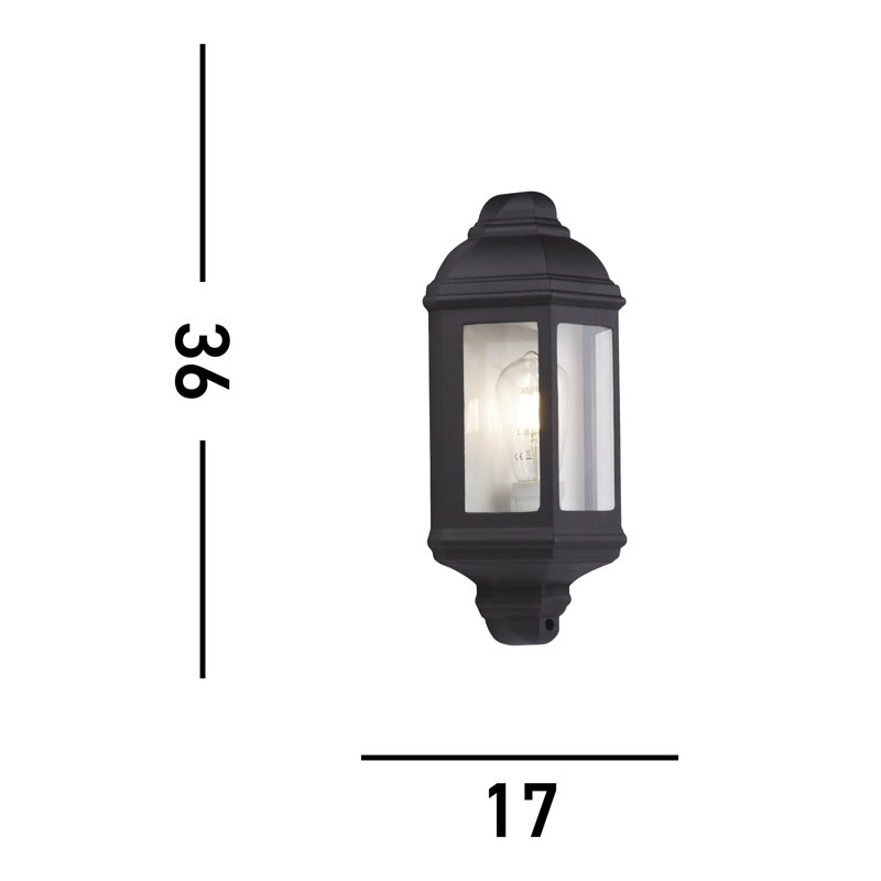 Casady Powder Coated Finish Outdoor Wall Lantern, Black