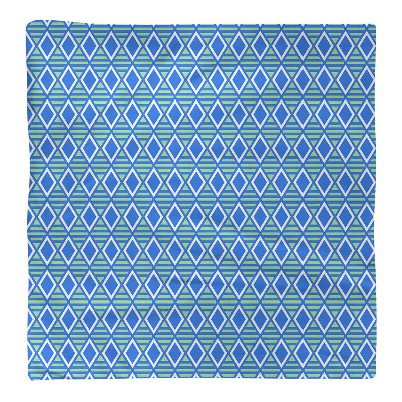 Serviette de coton à carreaux géométriques, Bleu / Vert, H 0,1 po x l 22 po x P 22 po, Sergé de polyester