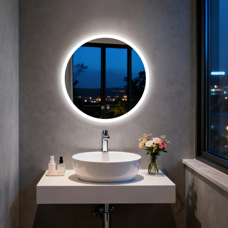 Miroir de salle de bain rond sans cadre à rétroéclairage à DEL, 20 po x 20 po