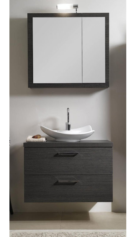 Ensemble de meuble-lavabo simple 31 "avec miroir Aurora A15, Wengé