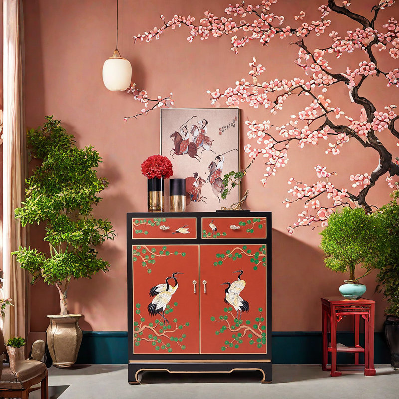 Armoire à chaussures peinte 16 pièces de style chinois