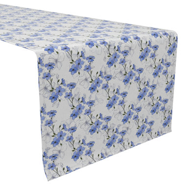Rectangular Floral Cotton Twill Table Runner