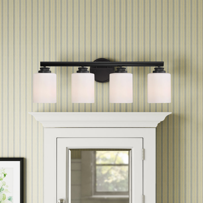 Abdulkadyr 4 - Light Dimmable Vanity Light, Flat Black, White Frosted