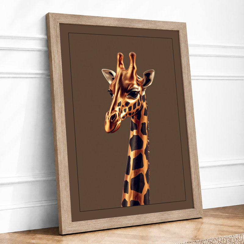Giraffe Portrait Boho - Framed Print, Oak, A3 - 42.0 x 29.7 cm