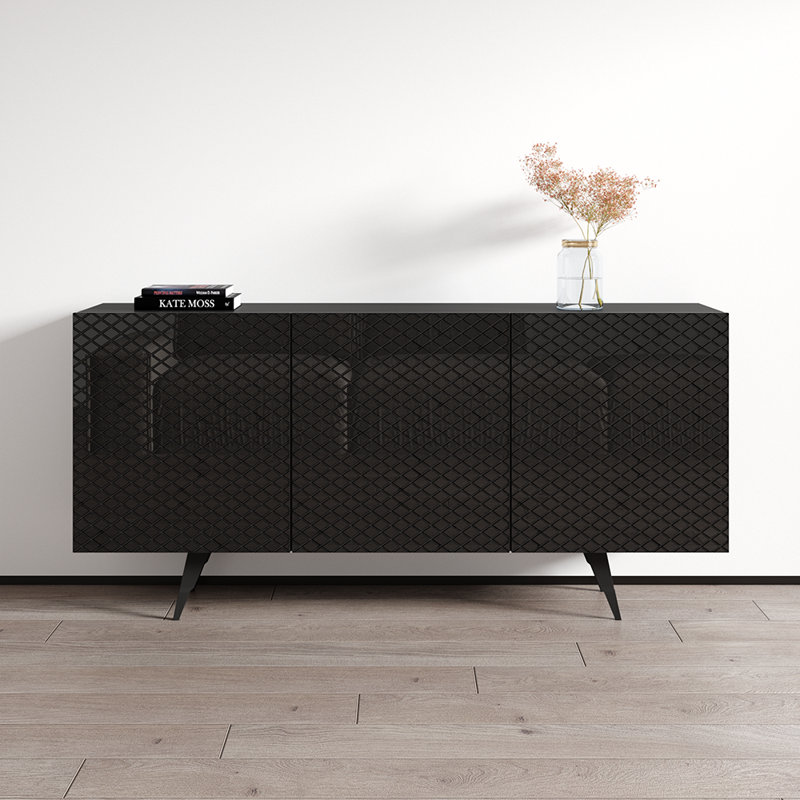 Buffet en filet avec finition ultrabrillante, Noir