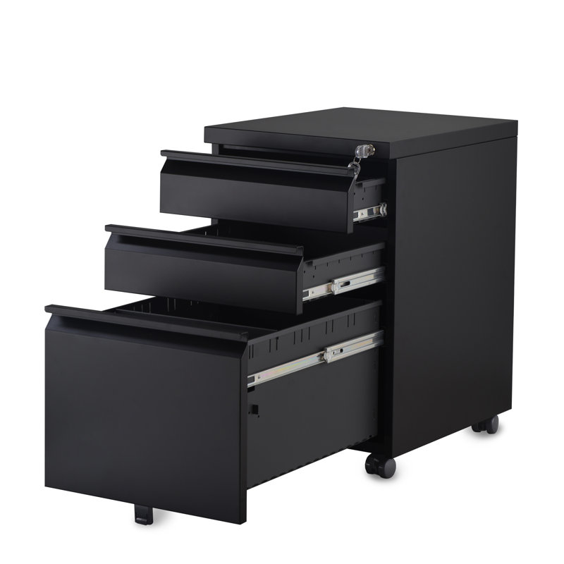 60 cm W 3 -Drawer Steel Filing Cabinet, Black