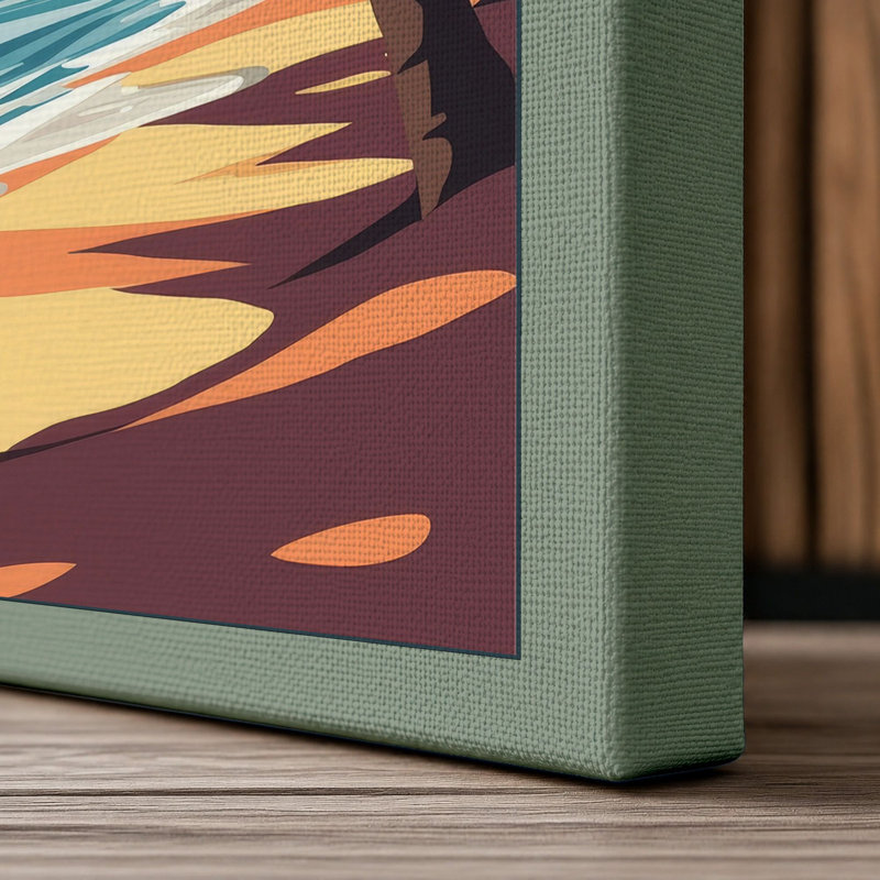 Tropical Beach Retreat Coastal - Wrapped Canvas, 24x16 - 61.0 x 40.6 cm, Sage Border