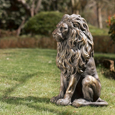 Statue de lion réaliste 1Pc - Sculpture de lion d'extérieur / en résine, figure de lion majestueux pour le jardin, décoration de pelouse - Statue d'animal durable pour et, sculpture de lion pour le cadeau de la fête de l'Indépendance