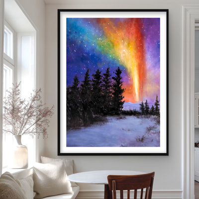 Aurora Borealis in the Forest - Contemporary Framed Print