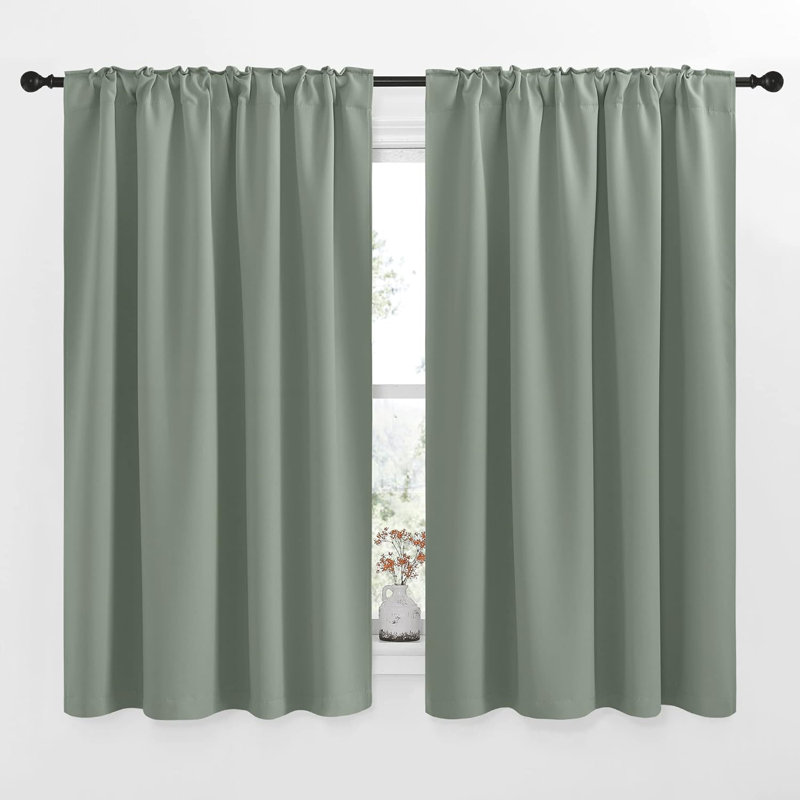 Blackout Curtain Light & Noise Reducing Room Darkening Drapes for Bedroom/Living Room/Kitchen, 2 Pieces, 52" W x 63" L