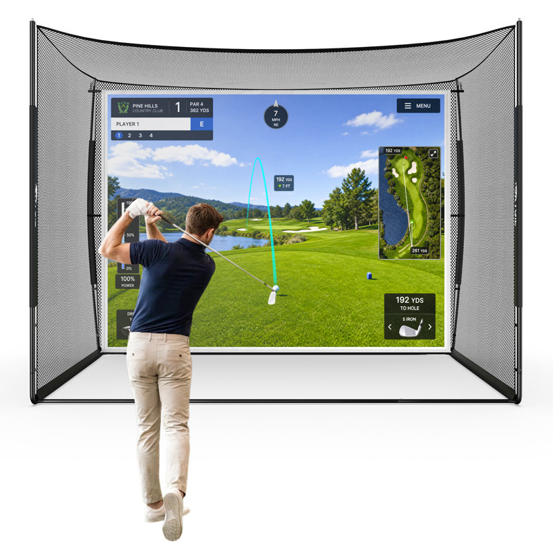 10x8x6 ft Professional-Style Golf Practice Cage with Impact Screen & Steel Frame, Simulator-Ready Hitting Net for Garage & Backyard
