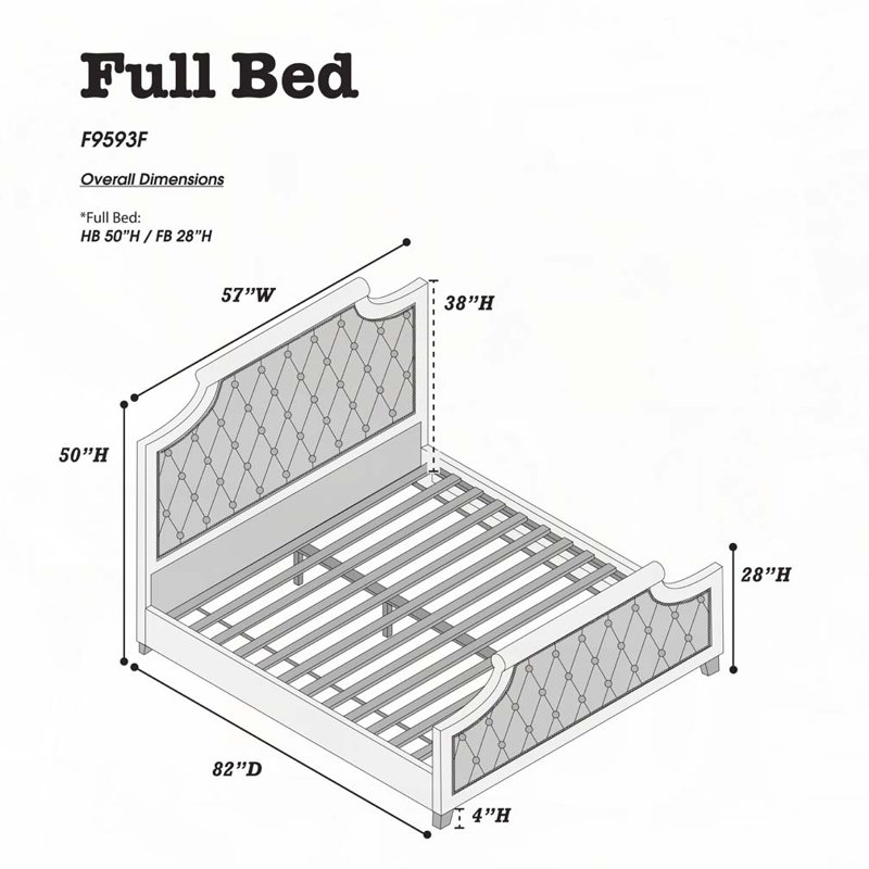 Upholstered Bed wth 37"Tall Headboard