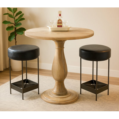Ensemble de table de comptoir 36 po Jenna avec 2 tabourets de comptoir Emmett en cuir noir antique