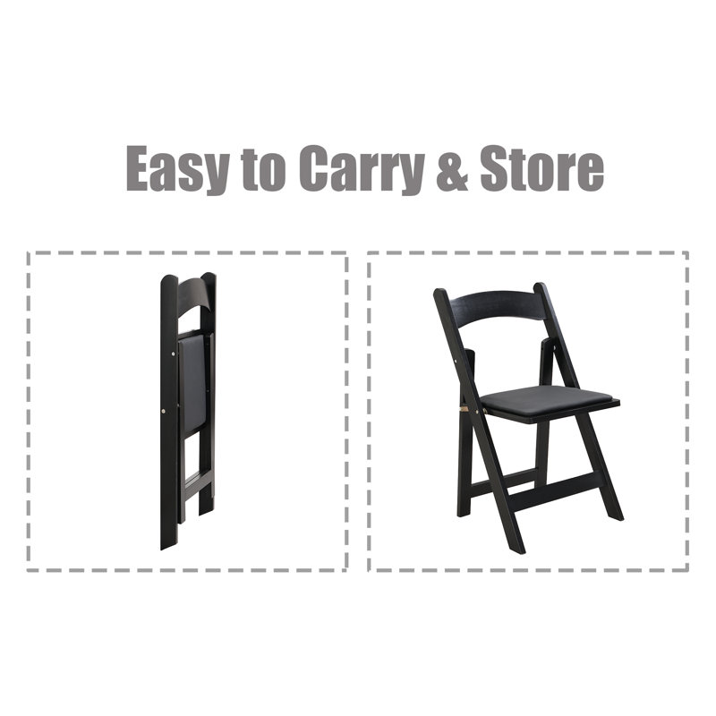 4 pièces de chaise pliante rembourrée, Noir, noir, noir, noir