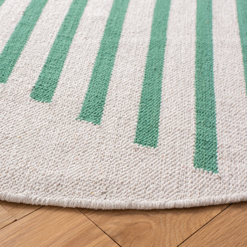 Esveidy Hand Woven Cotton Striped Rug, Rectangle 9' x 12'