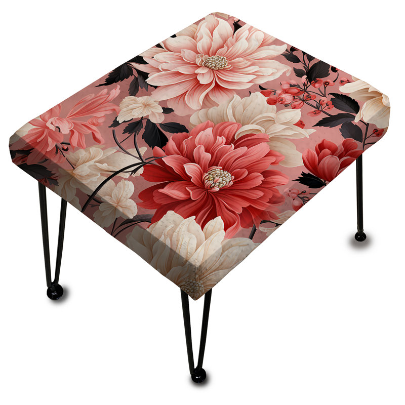 Rose et blanc coquelicots en fleurs Grace - repose-pieds rectangulaire floral