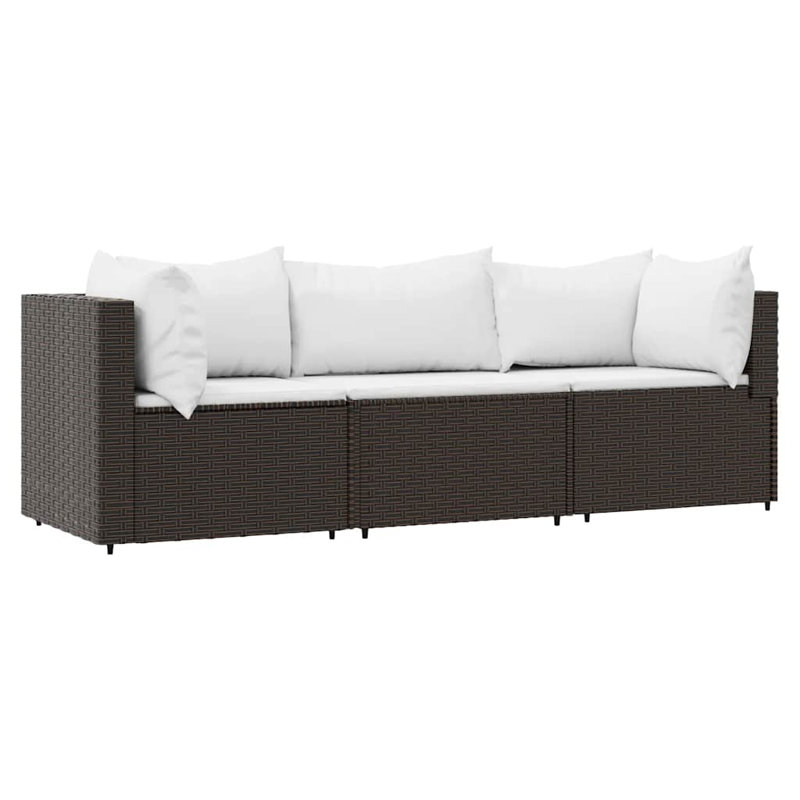 24.8'' Wide Patio Sectional Set with Cushions, Brown, White