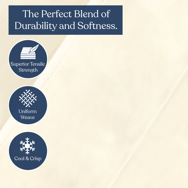 Perecale Bedding 100% Organic Cotton Percale Flat Sheet, 400 Thread Count GOTS Certified, Smooth & Moisture-Wicking, Ivory