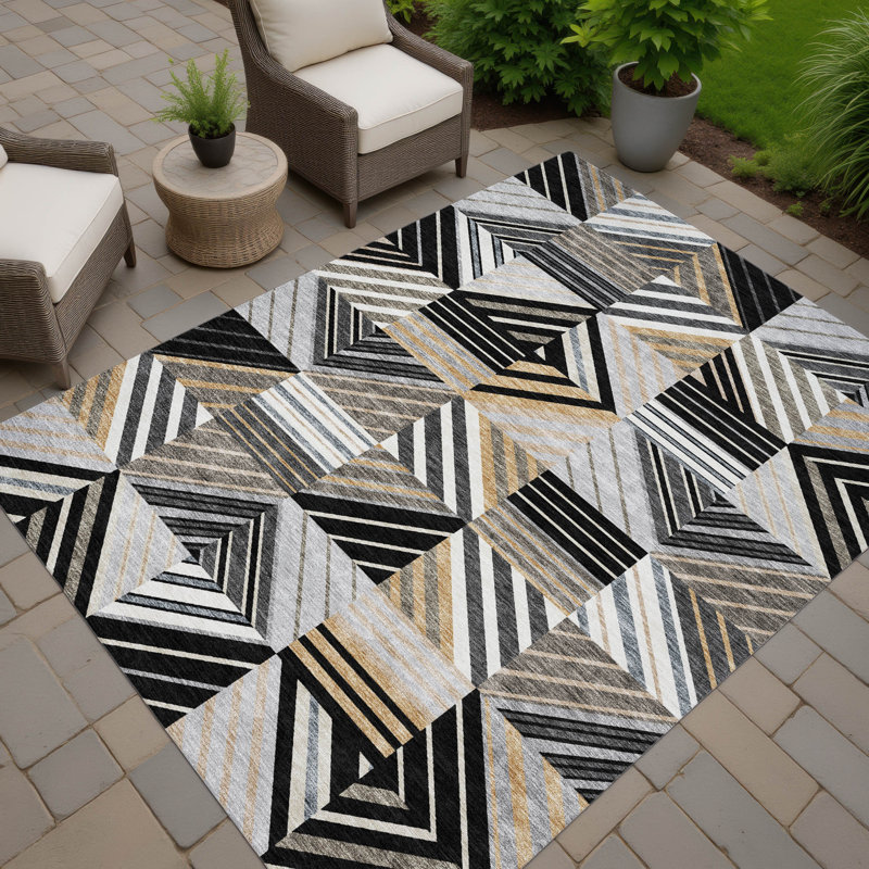 Tapis intérieur / extérieur lavable à la machine Lanphear ACN2399, Rectangle 9 pi x 12 pi