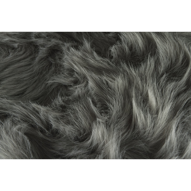 Laredo Faux Sheepskin Fur Seat Cushions 17" x 17", Gray