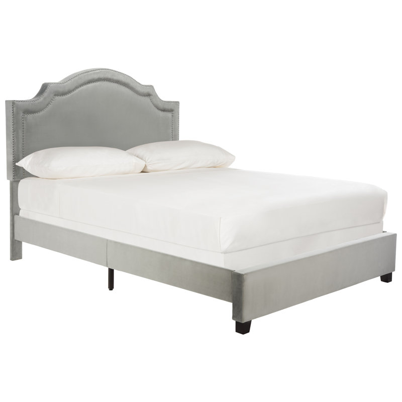 Upholstered Standard Bed, Full, Gray/Silver