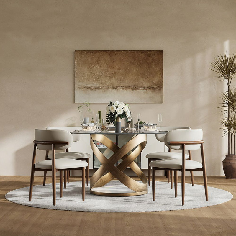Table de salle à manger Maxwell, Bronze, H 30,31 po x L 51,18 po x l 51,18 po, Transparent