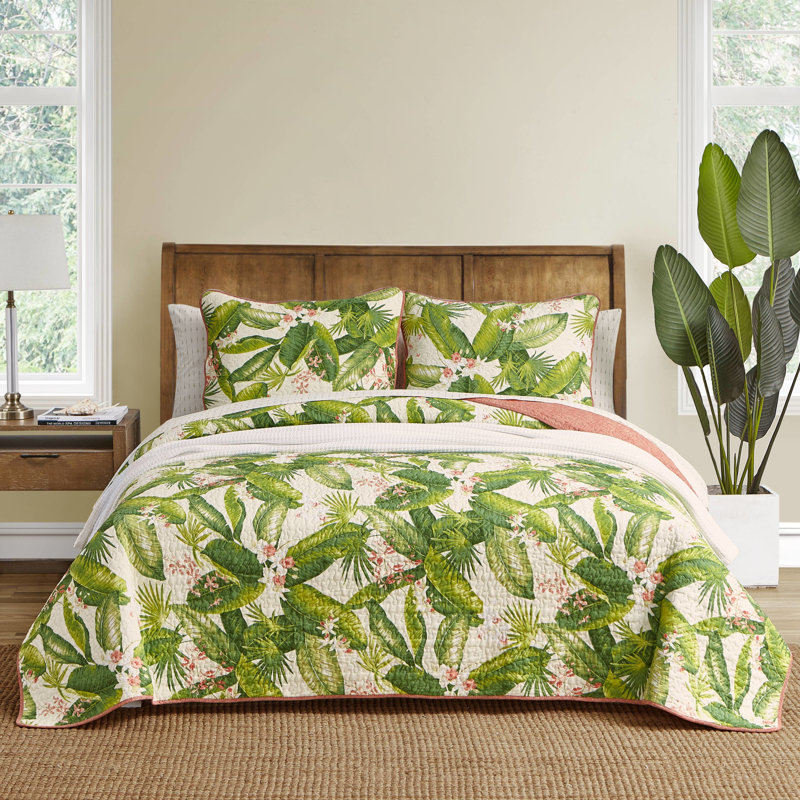 Blue Sky Reversible Full Cotton Quilt Set with Matching Shams