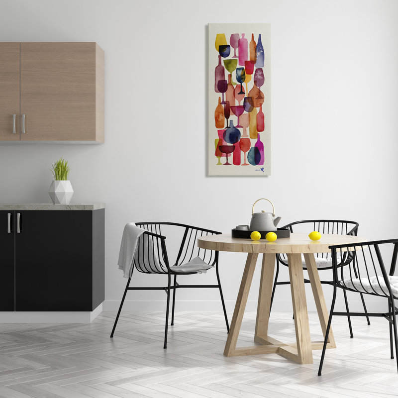 «Layered Wine Glasses», peinture sur toile, impression, H 40 po x l 17 po x P 1,5 po