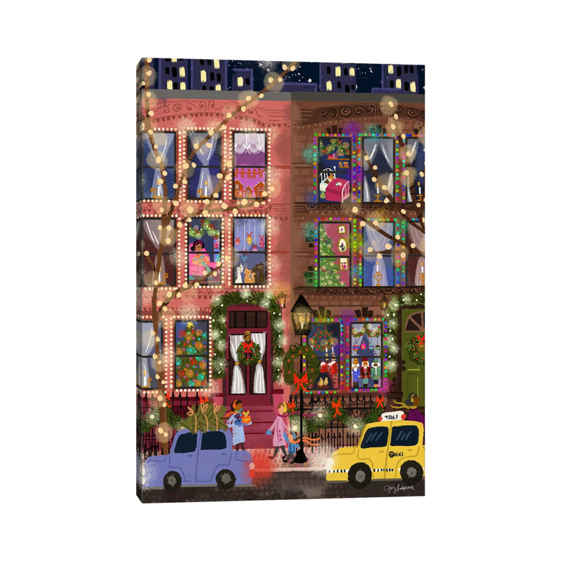Christmas Townhouse_1PC6, H 18 po x l 12 po, Sans cadre, toile