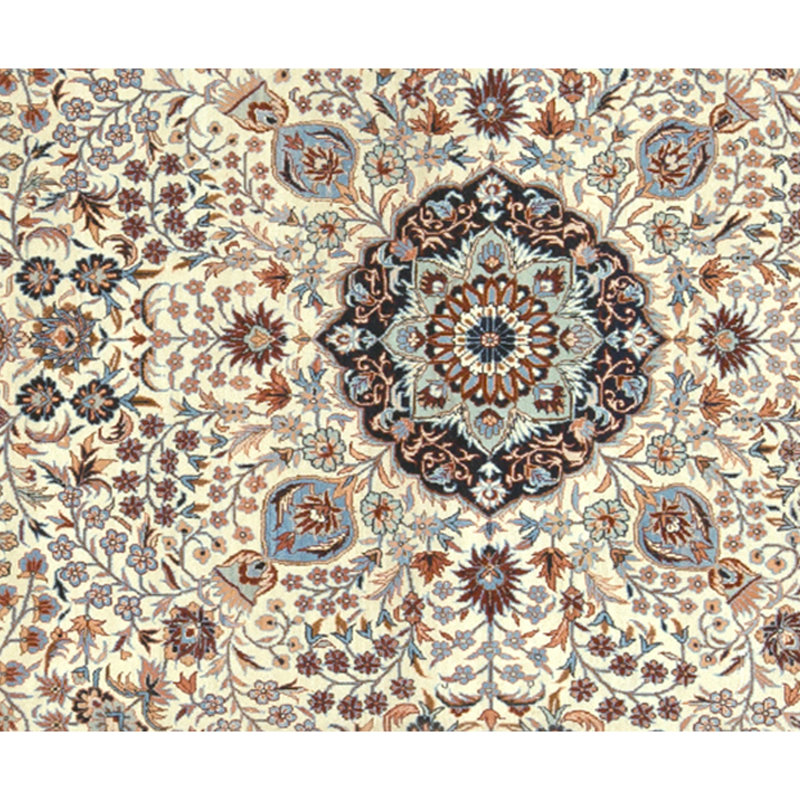 Tapis ivoire et rouille de haute qualité noué à la main