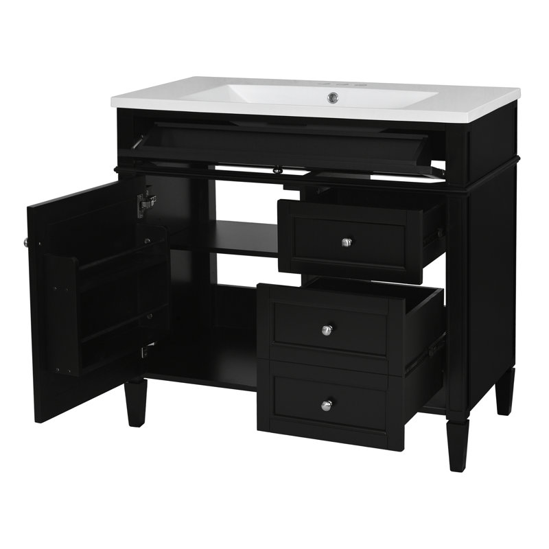 36'' Bathroom Vanity With Top Sink, Black