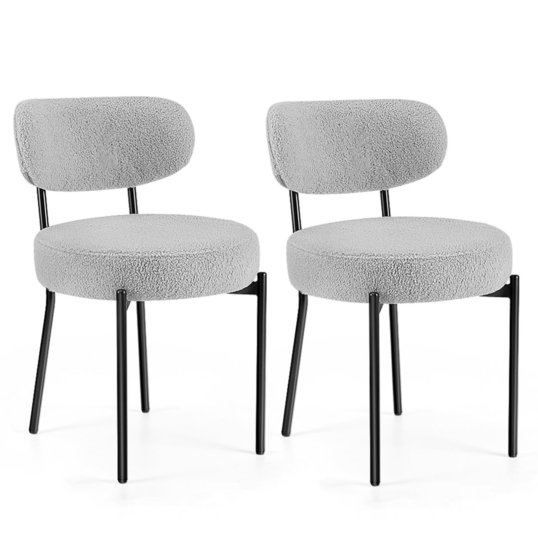 Sherpa Fabric Upholstered Dining Chairs Set with Backrest For Dining Room, Kitchen, Living Room (Set of 2) George Oliver Upholstery 