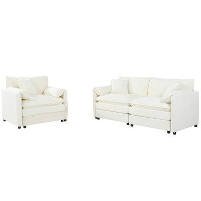 Ensemble de canapé 2 pièces avec causeuse et fauteuil avec poches latérales